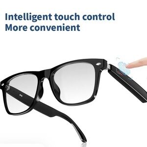 Black Smart Glasses with Touch Control